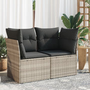 Tuinbank 2-zits poly rattan lichtgrijs 124x62x69 cm