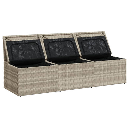 Tuinbank 3-zits met kussens poly rattan lichtgrijs
