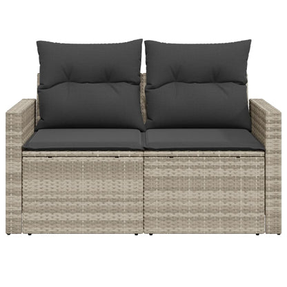 Tuinbank 2-zits met kussens poly rattan lichtgrijs