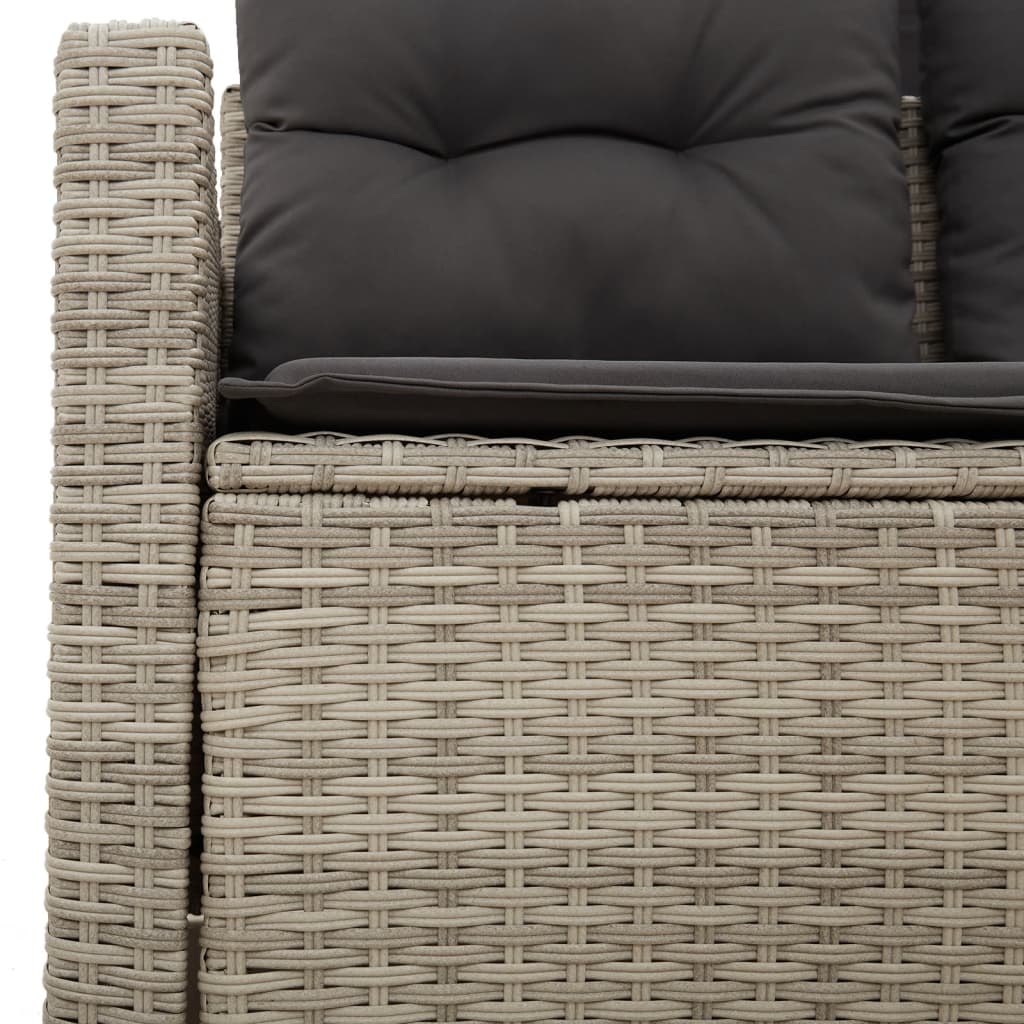 Tuinbank 2-zits met kussens poly rattan lichtgrijs