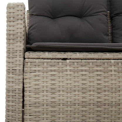 Tuinbank 2-zits met kussens poly rattan lichtgrijs