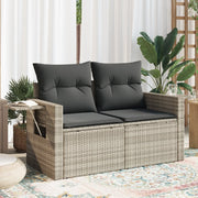 Tuinbank 2-zits poly rattan lichtgrijs 124x62x69 cm