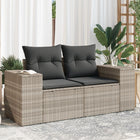 Garden Bench 2-Seater with Cushions Poly Rattan Light Grey