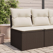 Tuinbank poly rattan bruin met kussens