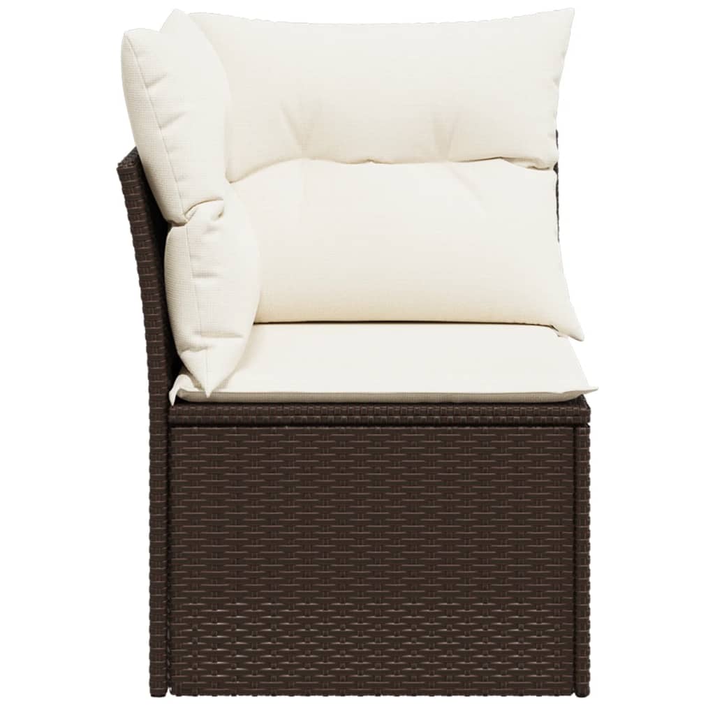 Tuinhoekbank Met Kussens Poly Rattan Bruin