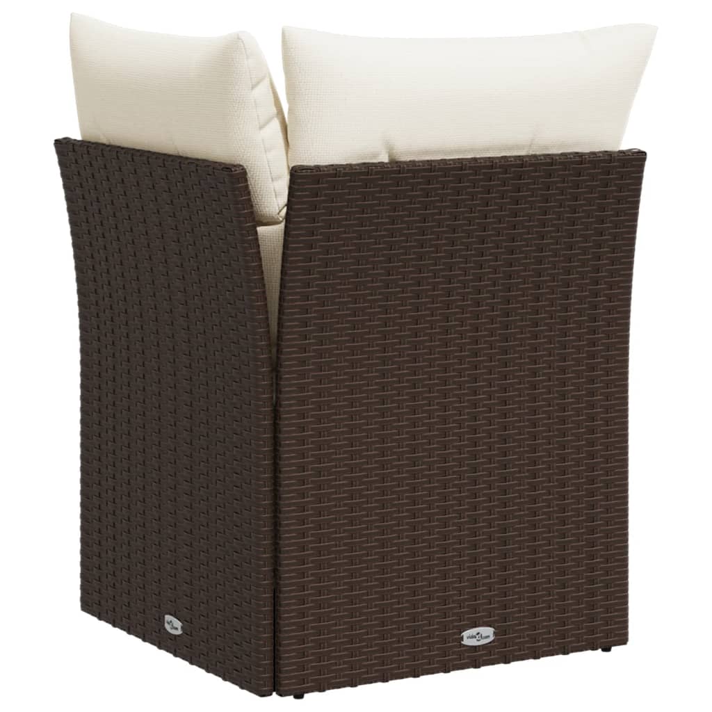 Tuinhoekbank Met Kussens Poly Rattan Bruin