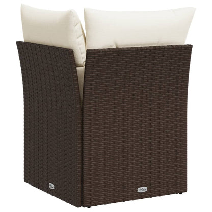 Tuinhoekbank Met Kussens Poly Rattan Bruin