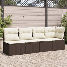 Tuinbank 4-Zits Met Kussens Poly Rattan Bruin