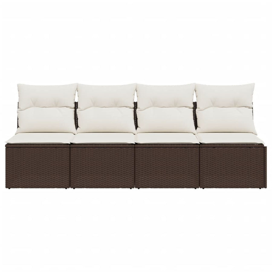Tuinbank 4-Zits Met Kussens Poly Rattan Bruin