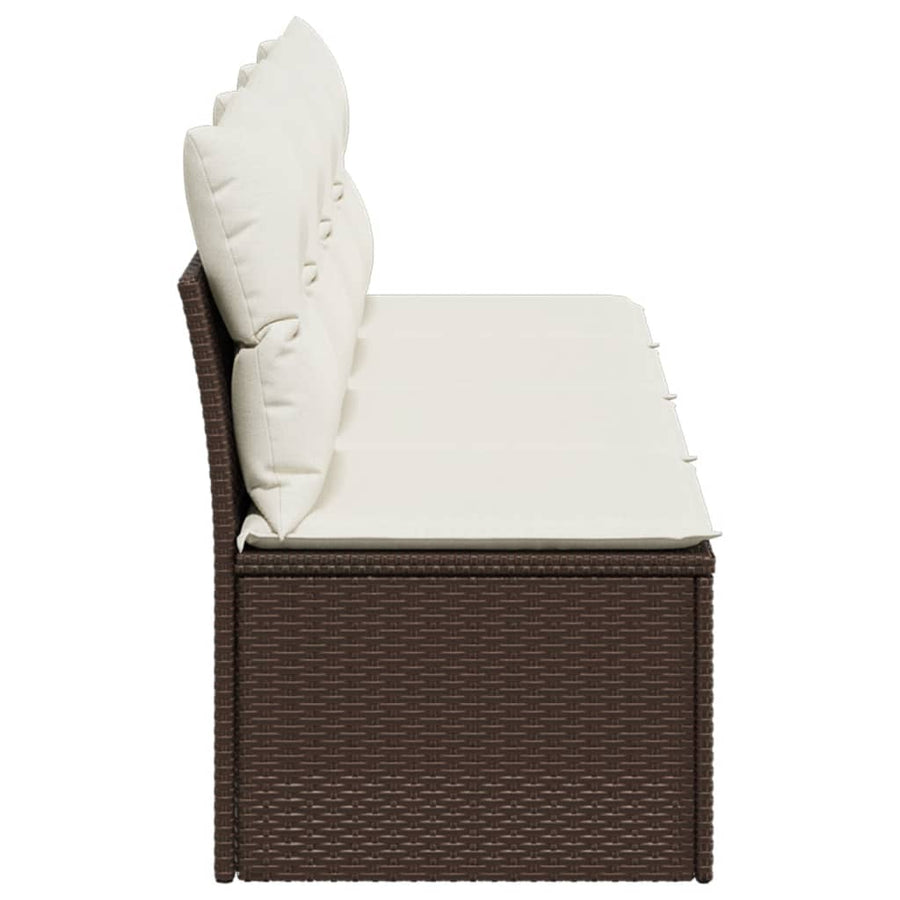 Tuinbank 4-Zits Met Kussens Poly Rattan Bruin