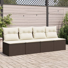 Tuinbank 4-Zits Met Kussens Poly Rattan Bruin