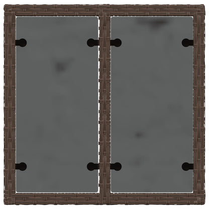 Tuintafel met glazen blad 55x55x37 cm poly rattan bruin