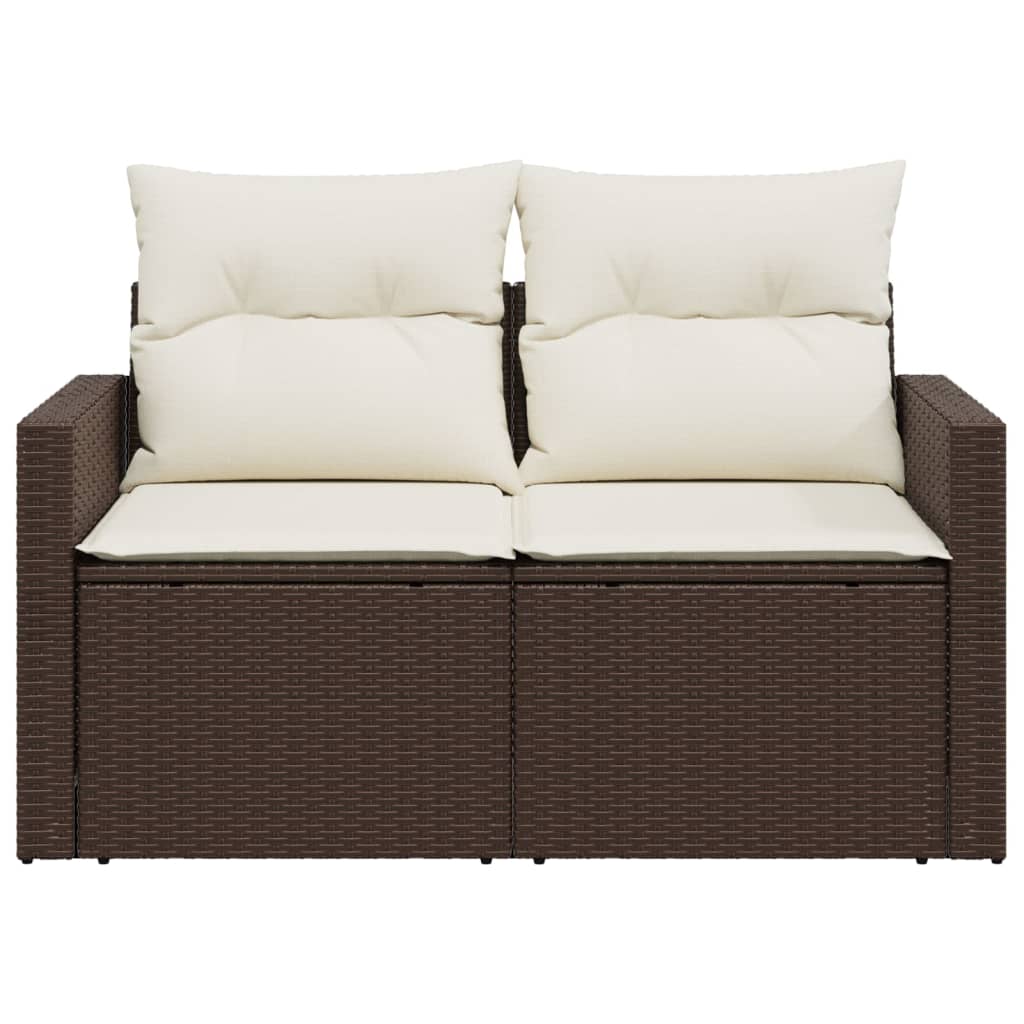 Tuinbank 2-Zits Met Kussens Poly Rattan Bruin