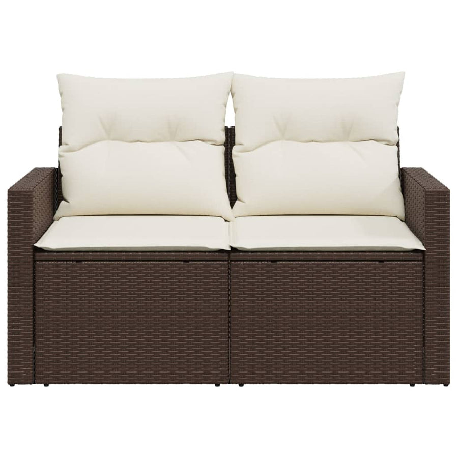 Tuinbank 2-Zits Met Kussens Poly Rattan Bruin