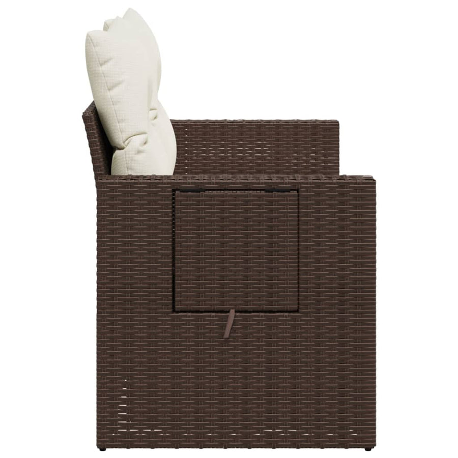 Tuinbank 2-Zits Met Kussens Poly Rattan Bruin