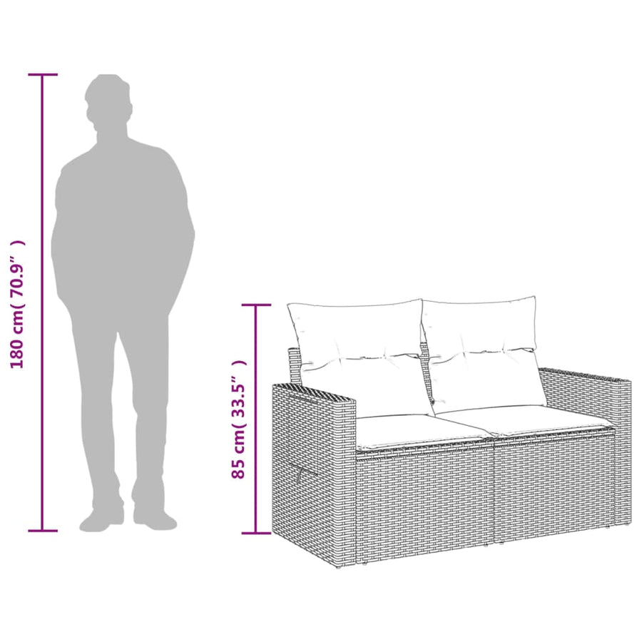 Tuinbank 2-Zits Met Kussens Poly Rattan Bruin