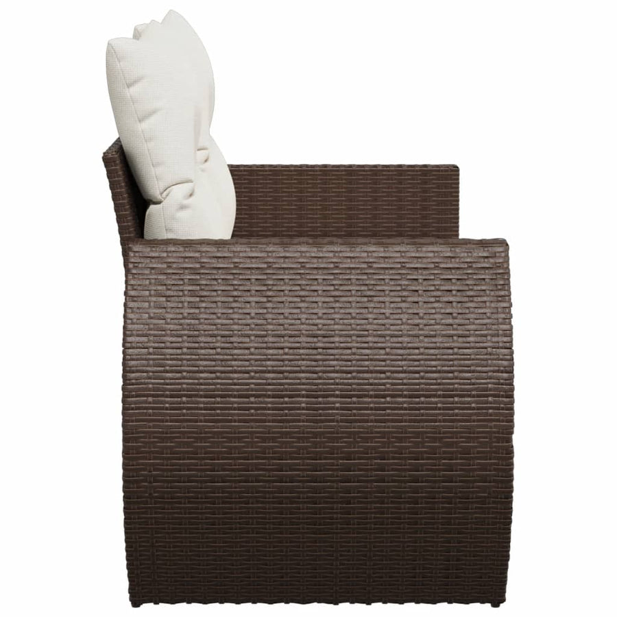 Tuinbank 2-zits met kussens poly rattan bruin