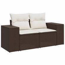 Tuinbank 2-zits met kussens poly rattan bruin