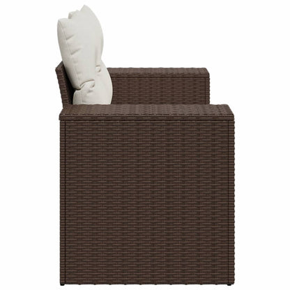 Tuinbank 2-zits met kussens poly rattan bruin