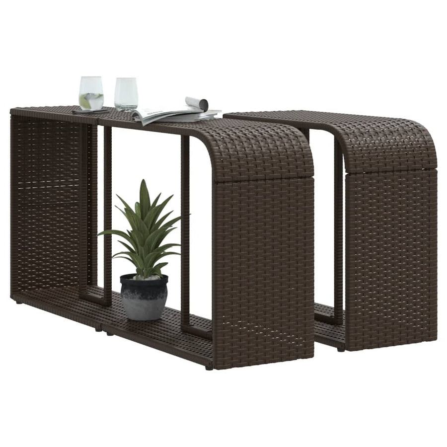Opbergschappen 2 st poly rattan bruin