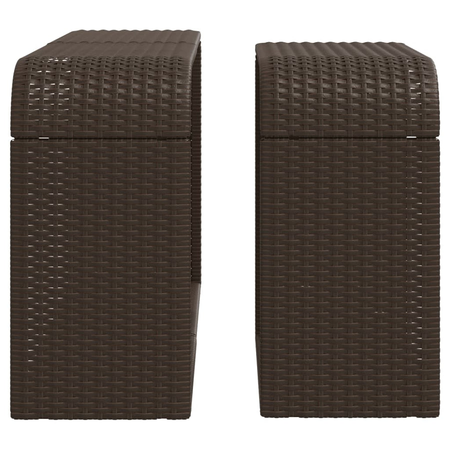 Opbergschappen 2 st poly rattan bruin