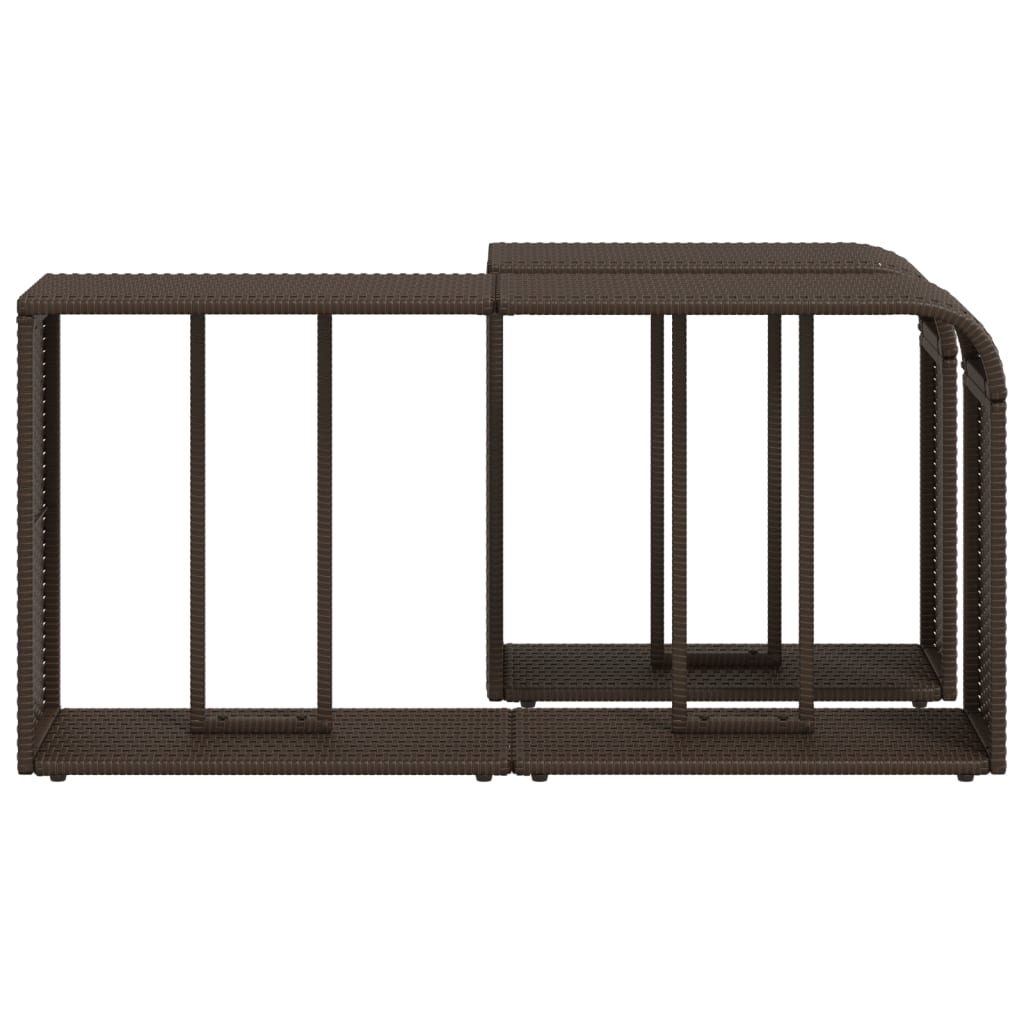 Opbergschappen 2 st poly rattan bruin