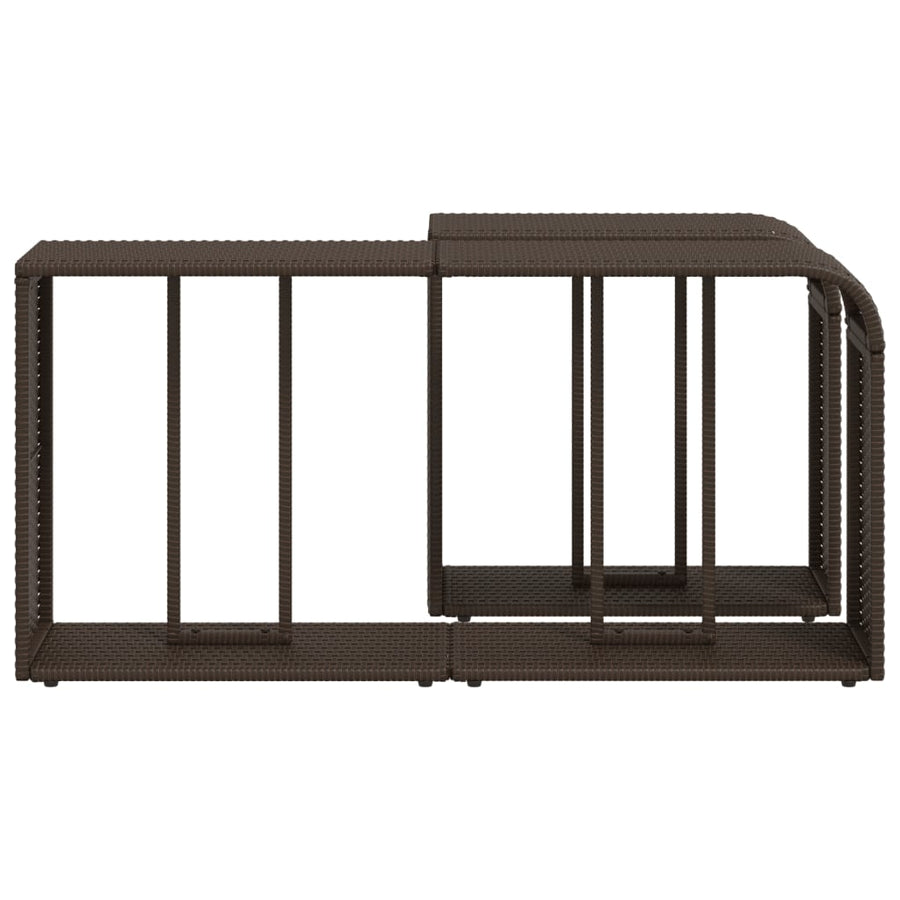 Opbergschappen 2 st poly rattan bruin
