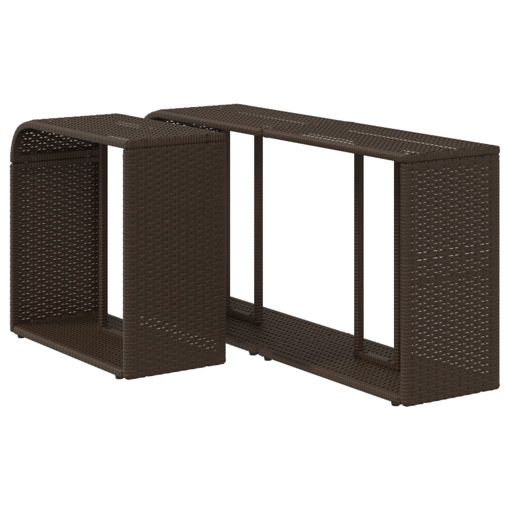 Opbergschappen 2 st poly rattan bruin