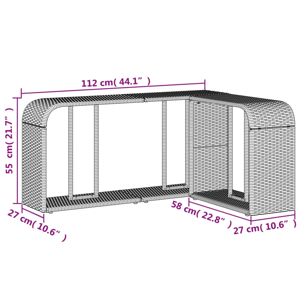 Opbergschappen 2 st poly rattan bruin