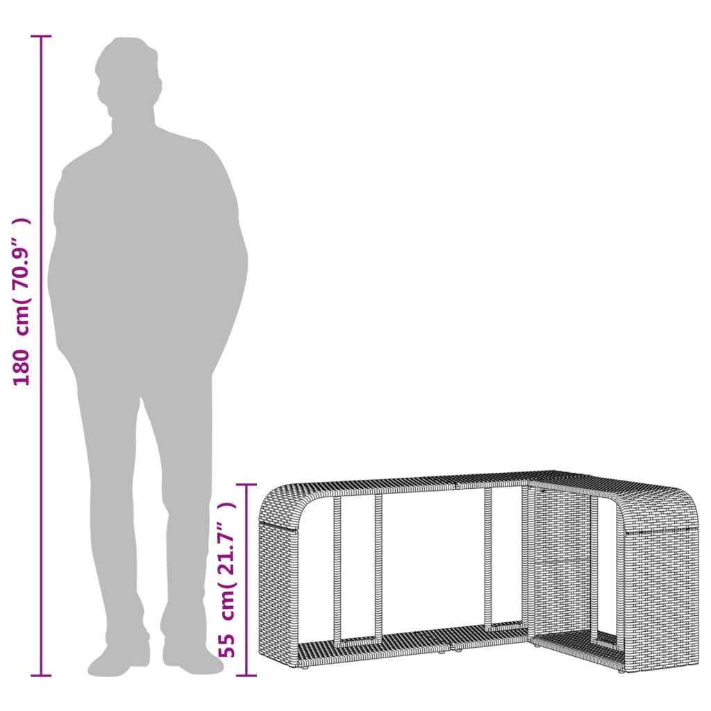 Opbergschappen 2 st poly rattan bruin
