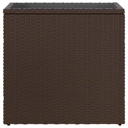 Tuinbijzettafel met glazen blad 58x27,5x55 cm poly rattan bruin