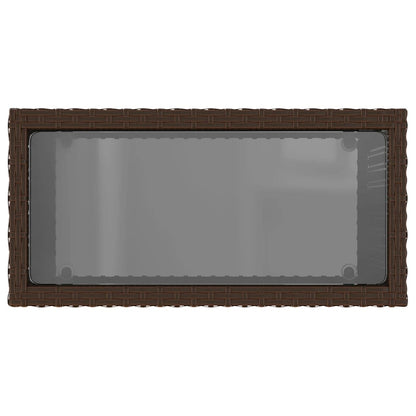 Tuinbijzettafel met glazen blad 58x27,5x55 cm poly rattan bruin