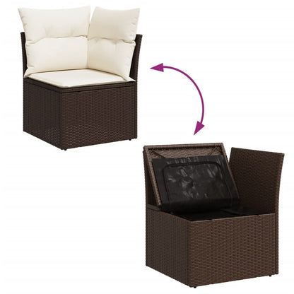 Tuinhoekbank Met Kussens Poly Rattan Bruin