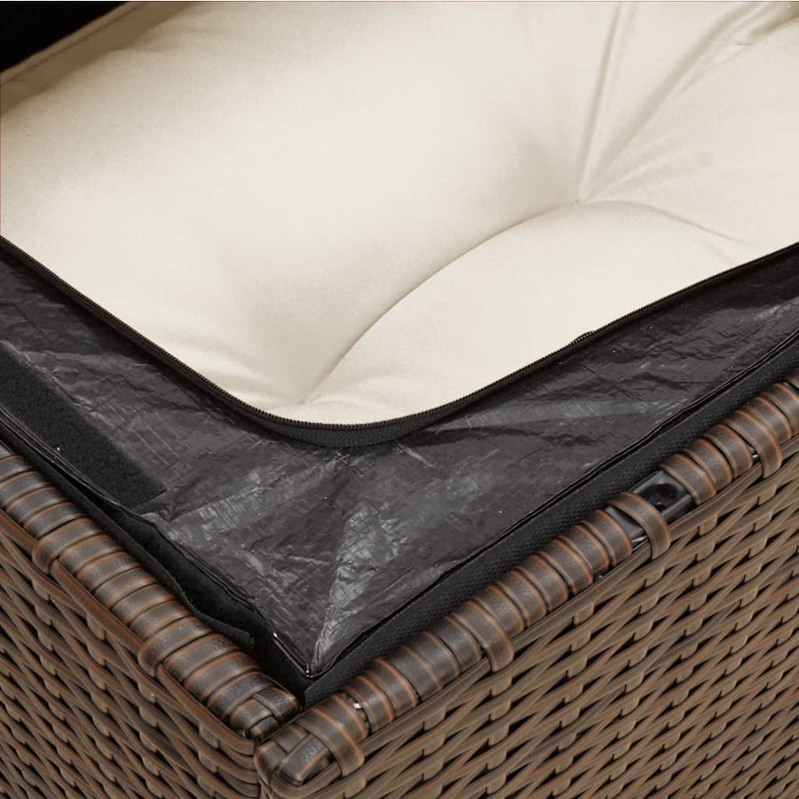 Tuinhoekbank Met Kussens Poly Rattan Bruin