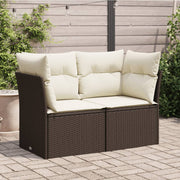 Tuinbank 2-zits poly rattan bruin met opbergfunctie