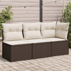 3-Seater Garden Bench with Cushions Poly Rattan Brown