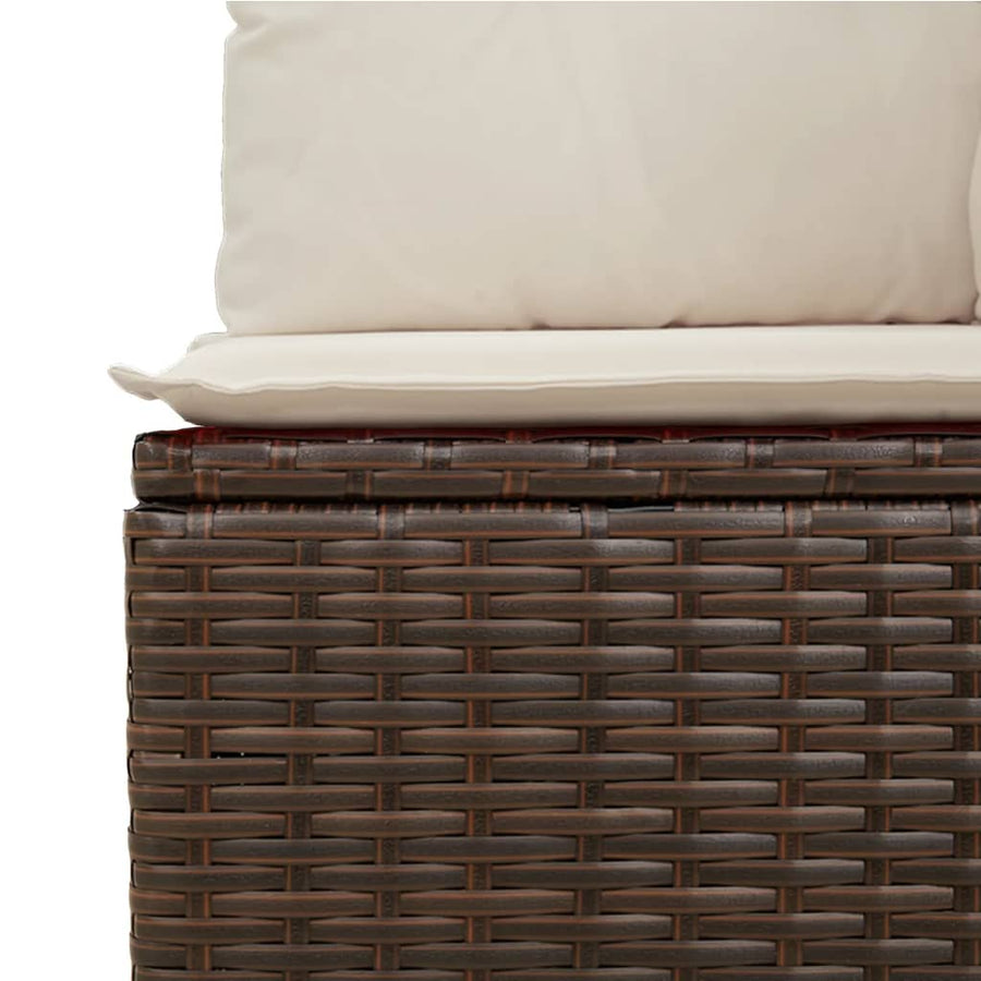 Tuinbank 3-Zits Met Kussens Poly Rattan Bruin