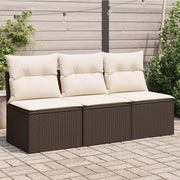 Tuinbank 3-zits poly rattan bruin 165x62x69 cm