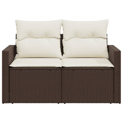 Tuinbank 2-Zits Met Kussens Poly Rattan Bruin