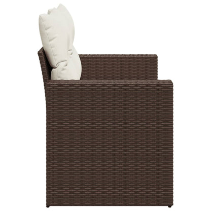 Tuinbank 2-Zits Met Kussens Poly Rattan Bruin