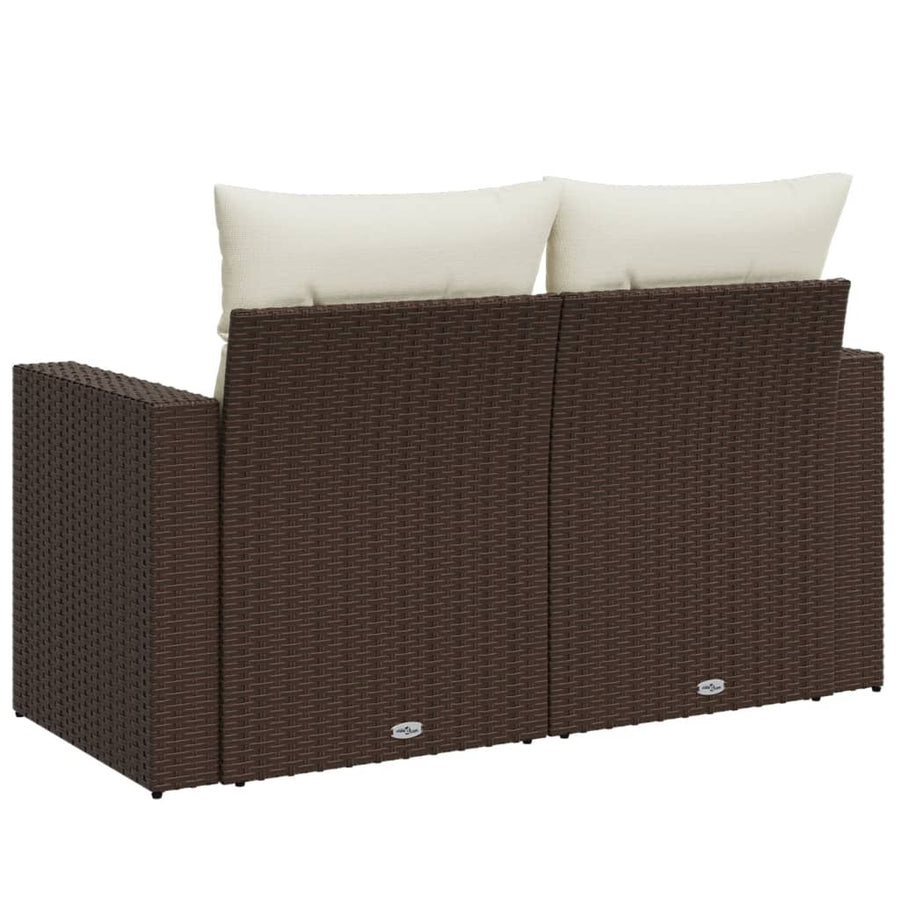 Tuinbank 2-Zits Met Kussens Poly Rattan Bruin