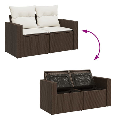 Tuinbank 2-Zits Met Kussens Poly Rattan Bruin