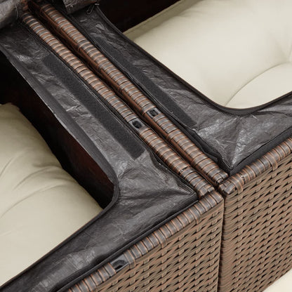 Tuinbank 2-Zits Met Kussens Poly Rattan Bruin