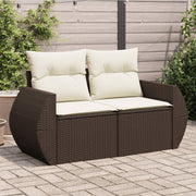 Tuinbank 2-zits poly rattan bruin met opbergruimte