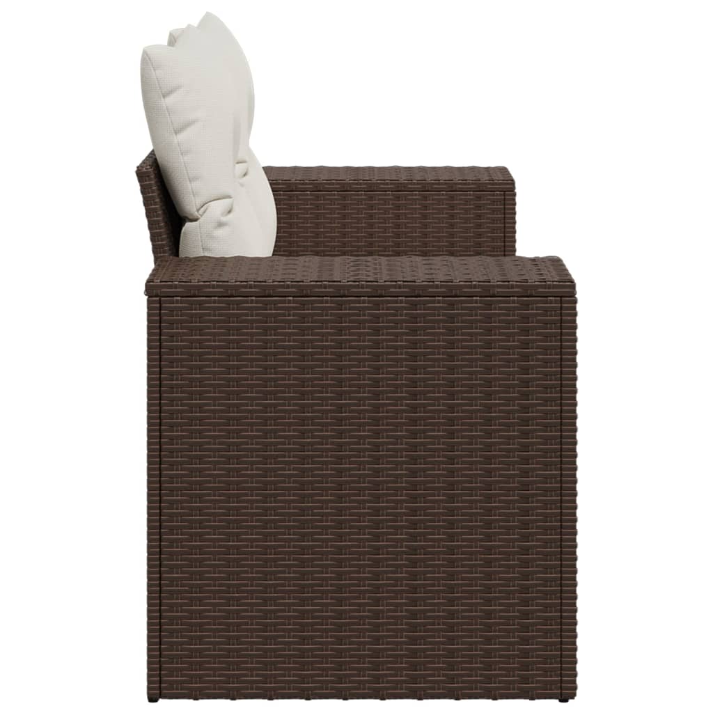 Tuinbank 2-zits met kussens poly rattan bruin