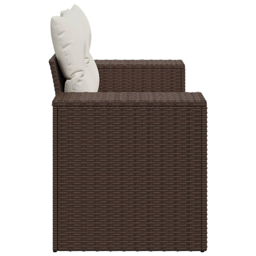 Tuinbank 2-zits met kussens poly rattan bruin