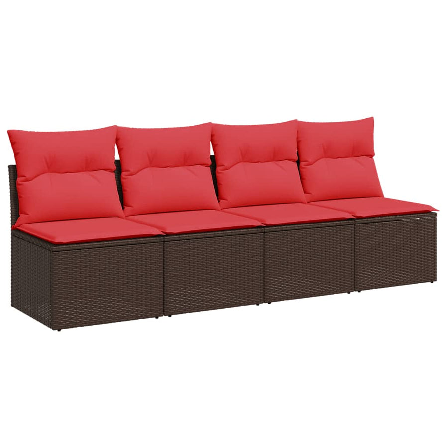 Tuinbank 4-Zits Met Kussens Poly Rattan 1 Bruin