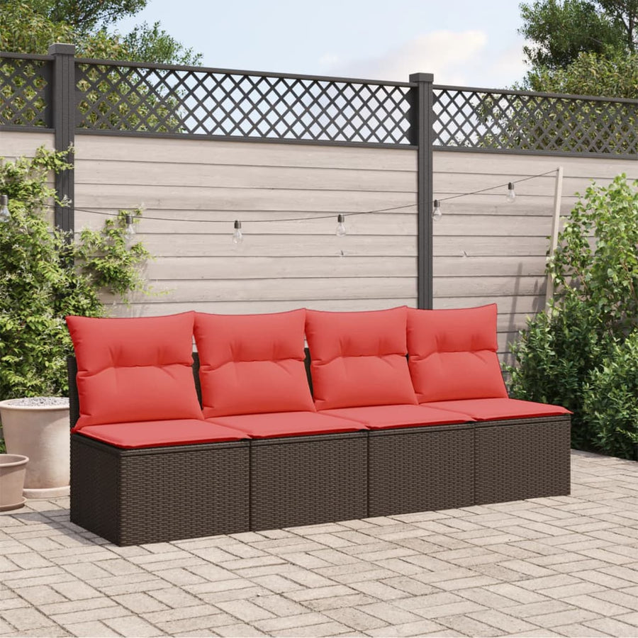 Tuinbank 4-Zits Met Kussens Poly Rattan 1 Bruin