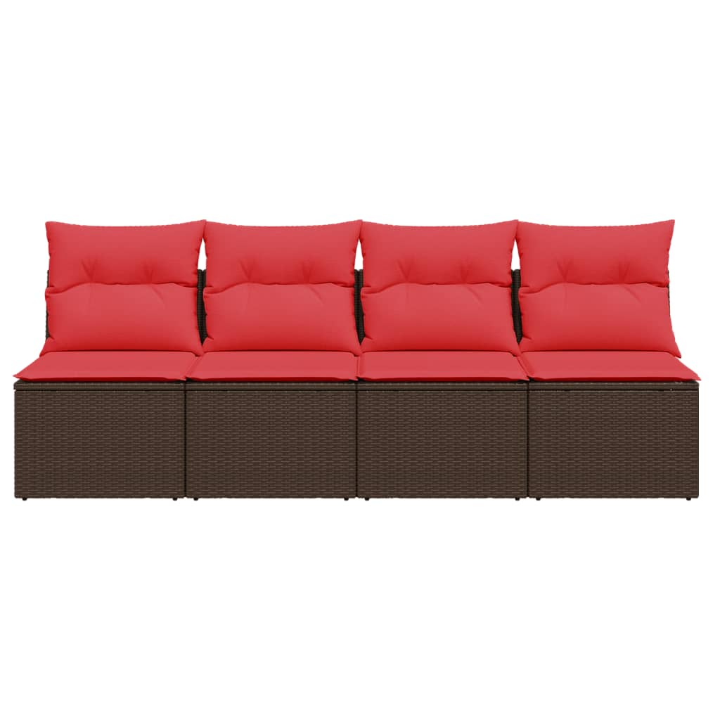 Tuinbank 4-Zits Met Kussens Poly Rattan 1 Bruin