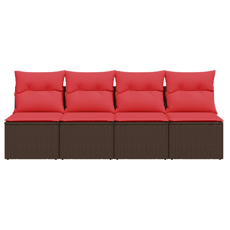 Tuinbank 4-Zits Met Kussens Poly Rattan 1 Bruin